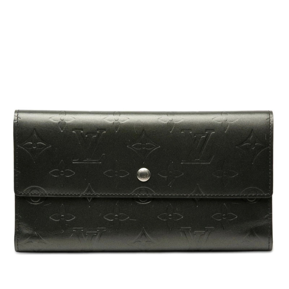 Louis Vuitton Monogram Matte Portefeuille Tresor International Long Wallet Black